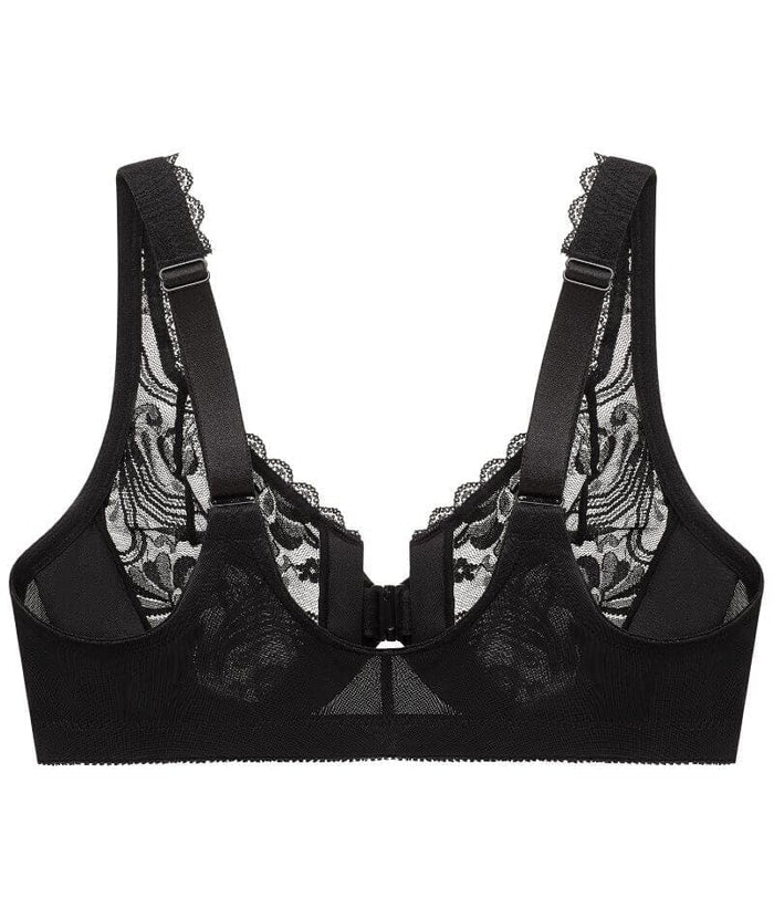 Glamorise WonderWire Front-Closure Stretch Lace Bra - Black Bras