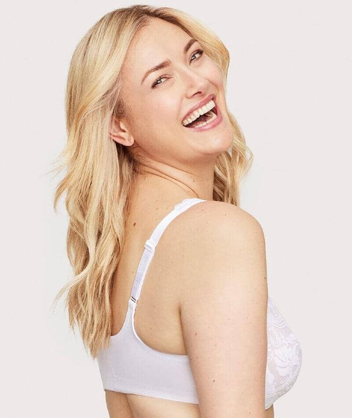 Glamorise WonderWire Front-Closure Stretch Lace Bra - White Bras