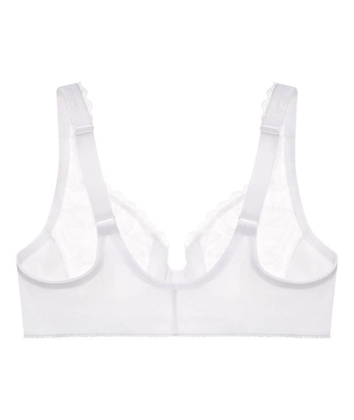 Glamorise WonderWire Front-Closure Stretch Lace Bra - White Bras
