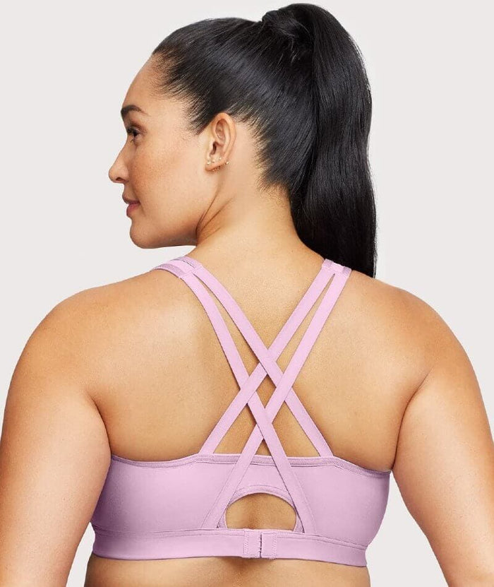 Glamorise Zip Up Front-Closure Wire-Free Sports Bra - Lavender Bras