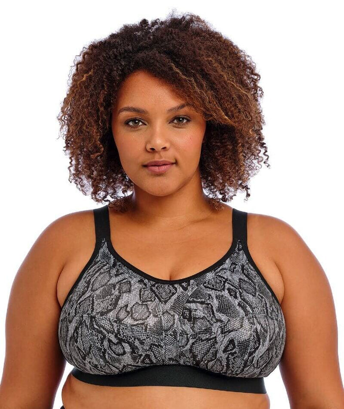 Goddess Sport Wire-Free Sports Bra - Black Snake Bras
