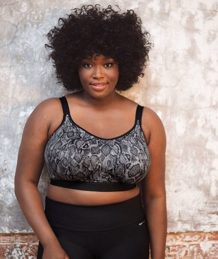 Goddess Sport Wire-Free Sports Bra - Black Snake Bras