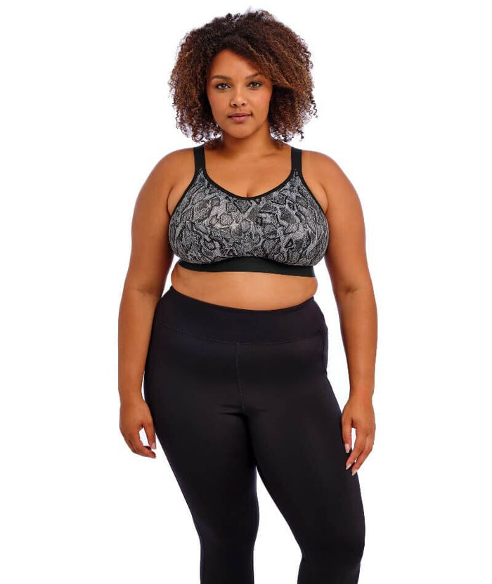 Goddess Sport Wire-Free Sports Bra - Black Snake Bras