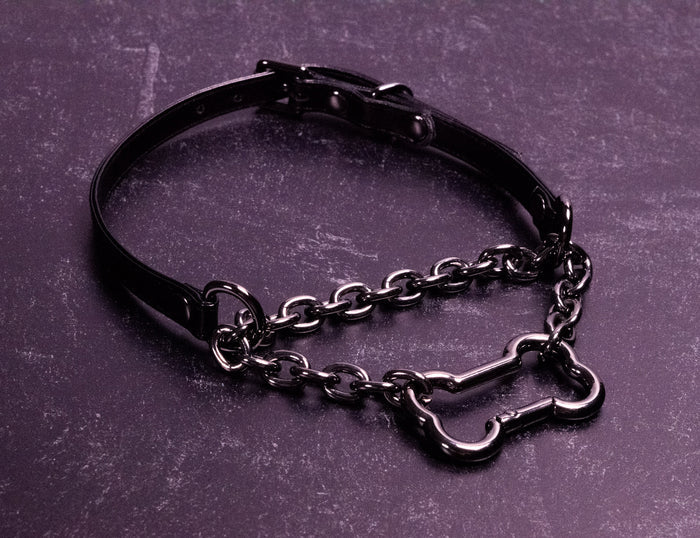 "Good Dog" - Black Vegan Leather Martingale Collar