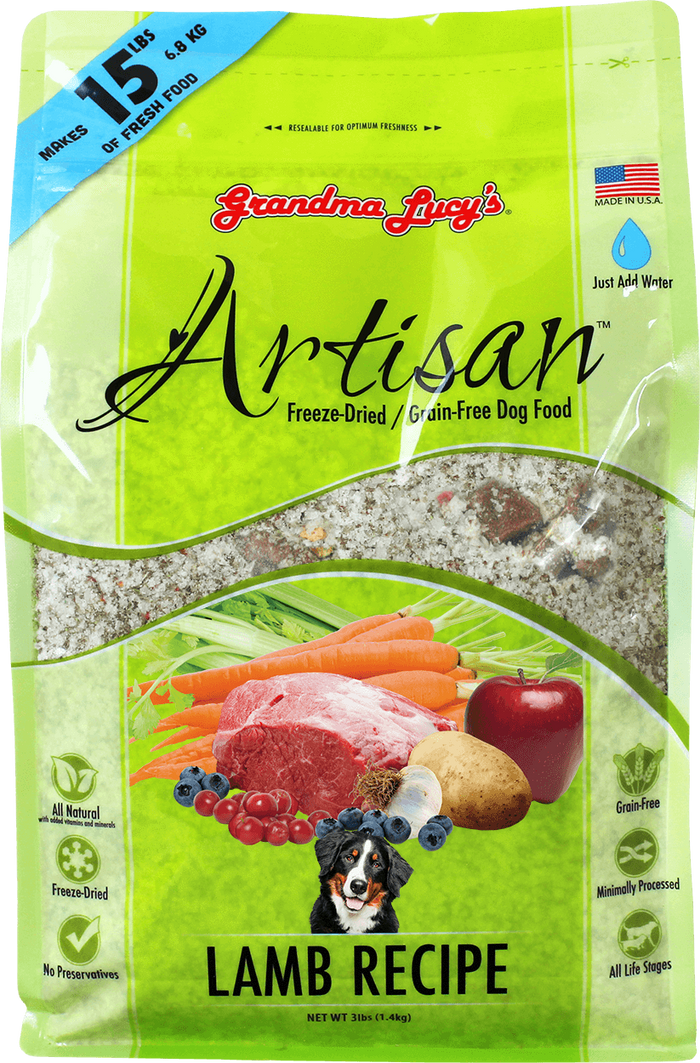 Grandma Lucy's Artisan Lamb Raw Freeze-Dried Dog Food 3LB - Paw Naturals
