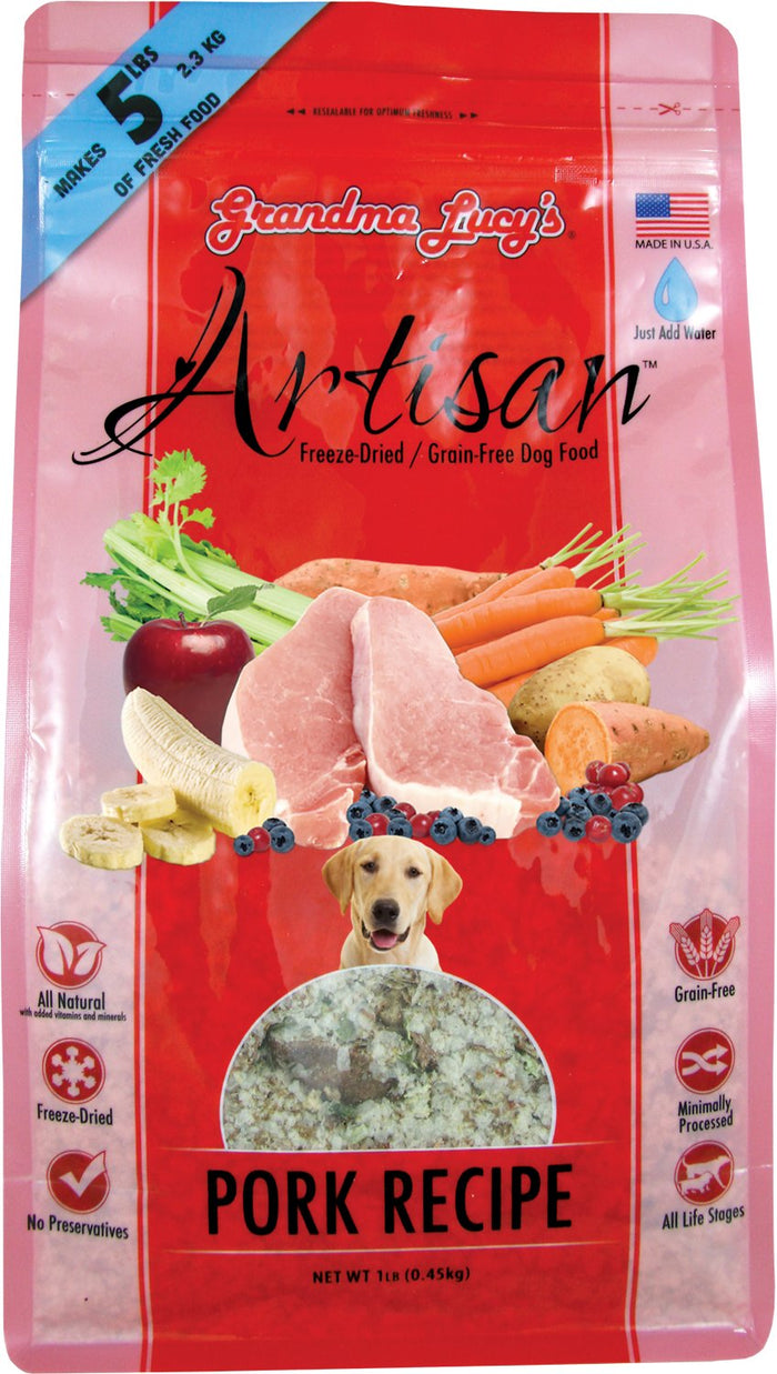 Grandma Lucy's Artisan Pork Freeze-Dried Dog Food 1lb - Paw Naturals