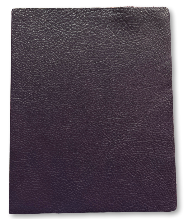 Close-up of Grape Cowhide Leather Sheets, 8.5 × 11 in showing grain, texture, and finish