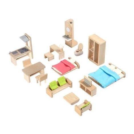 Green Dollhouse with Furniture