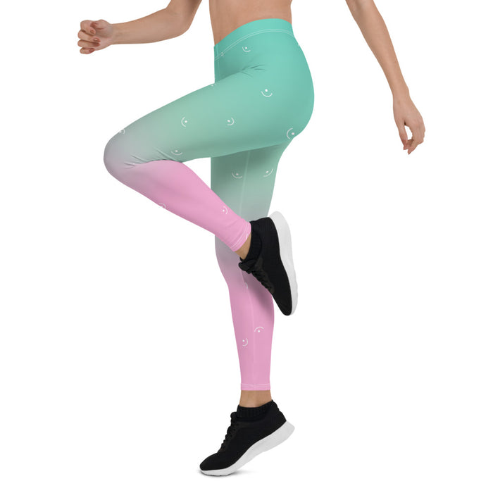 Green & Pink Ombre Print Leggings