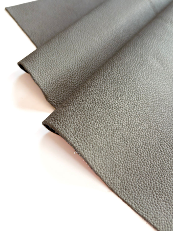 Grey Upholstery Cowhide, 12 × 24 in close view showing grain and texture