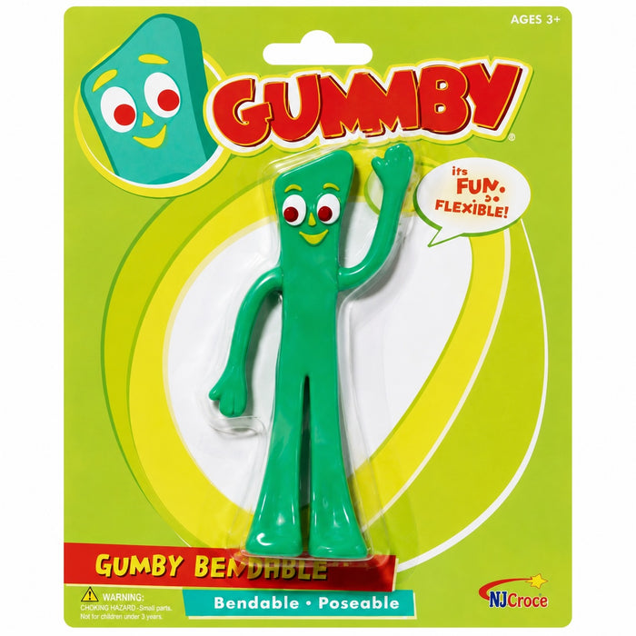 Gumby bendable toy figure in packaging with green background
