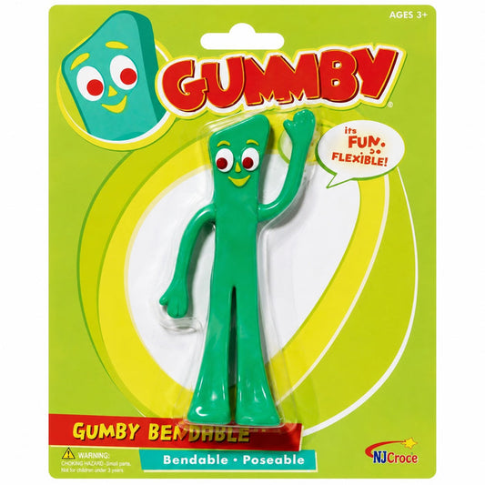 Gumby bendable toy figure in packaging with green background