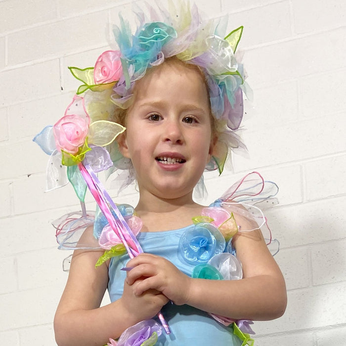 Girl with Handmade Bloom Flower Wand
