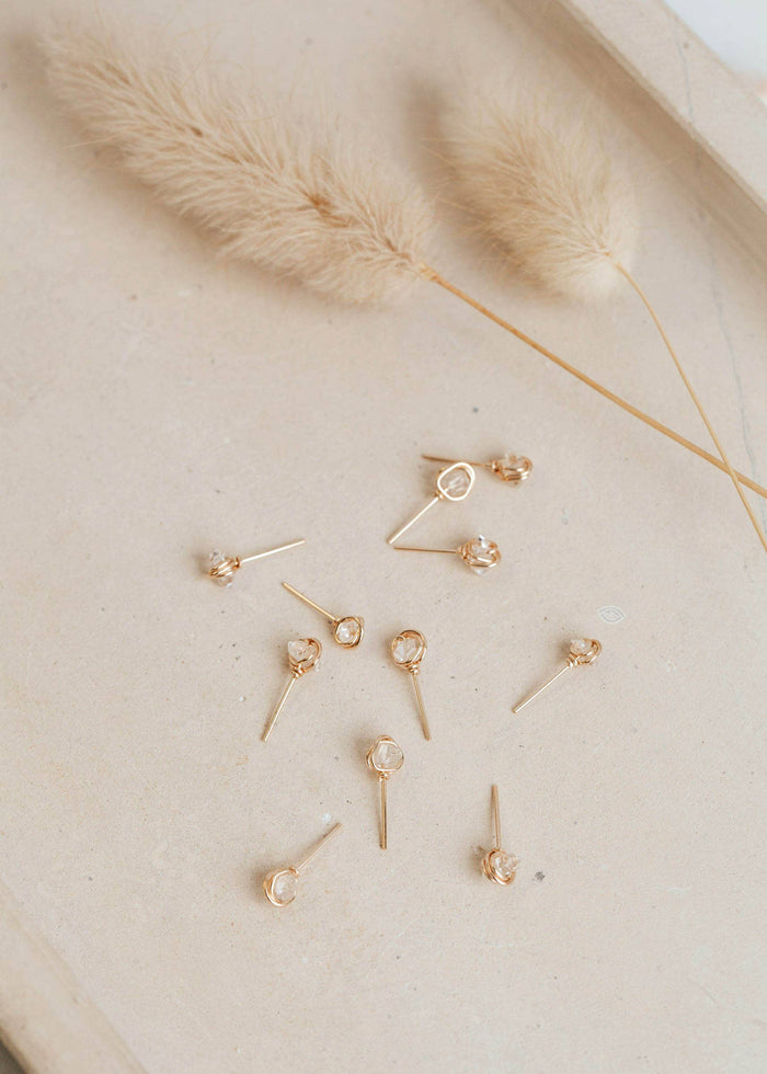 Herkimer Diamond Studs | 14kt Gold Fill