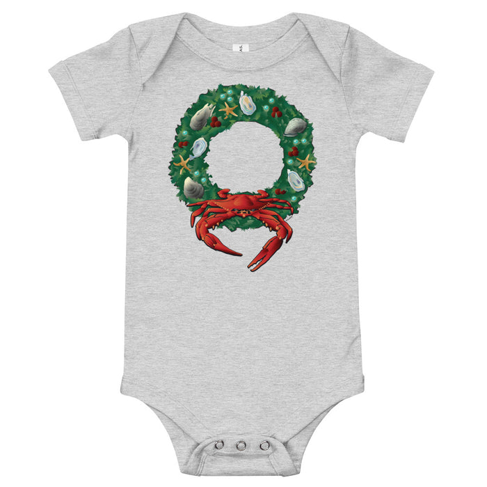 Holiday Crab Wreath, Baby Onesie