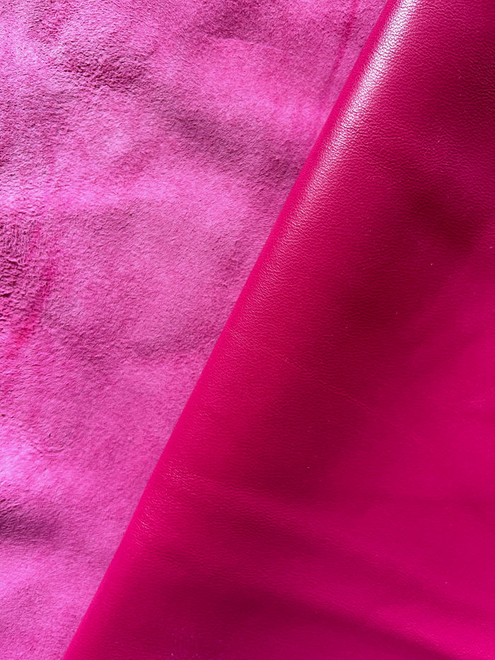 Hot Pink Italian Nappa Lambskin alternate view showing color and surface finish
