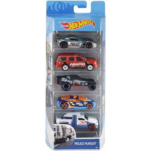 5 pack of Hot Wheels packaging on a white background