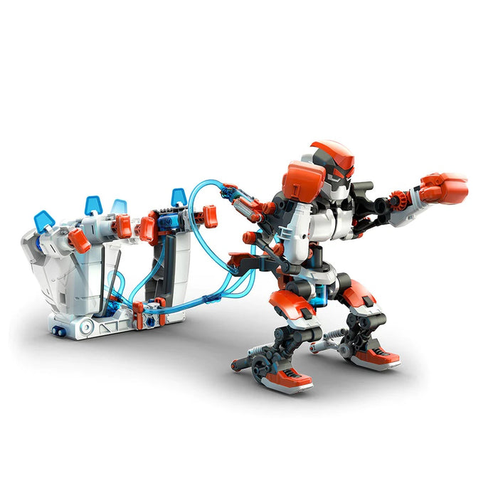 The orange and white Boxing Bot and it's hand held controller on a white background.