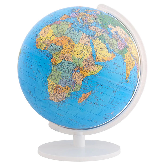 World globe with a white base on a white background