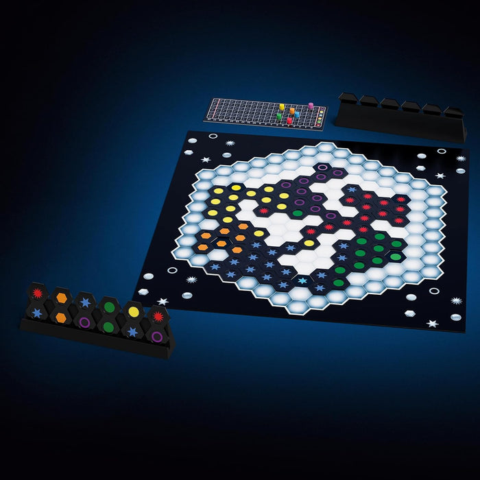 Ingenious board with game pieces on a dark background
