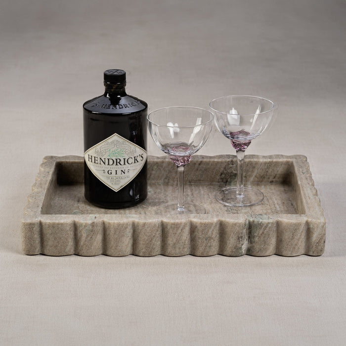 Intricate Scallop Marble Tray - Small - Tray by Carlyle Avenue