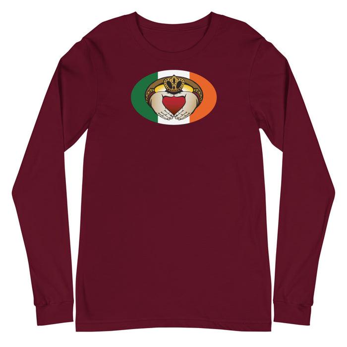 Irish Claddagh Oval Magnet, Unisex Long Sleeve Tee