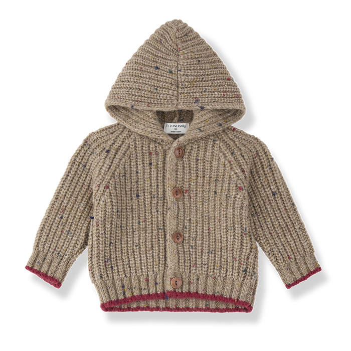 jacket chunky knit speckled button up with hood - canapa