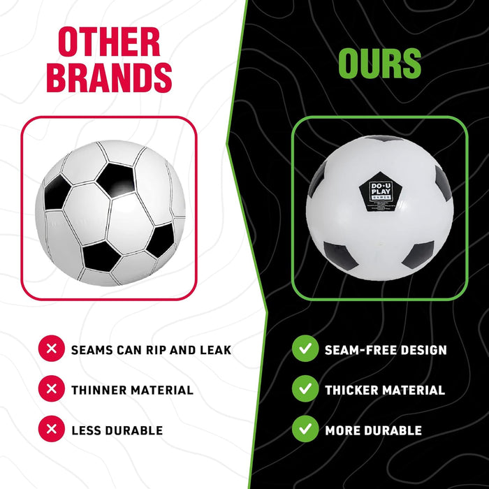 Comparison of soccer balls from 'Other Brands' and 'Ours' with features highlighted.