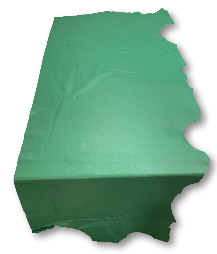 Kelly Green Full-Aniline Cowhide close view showing grain and texture