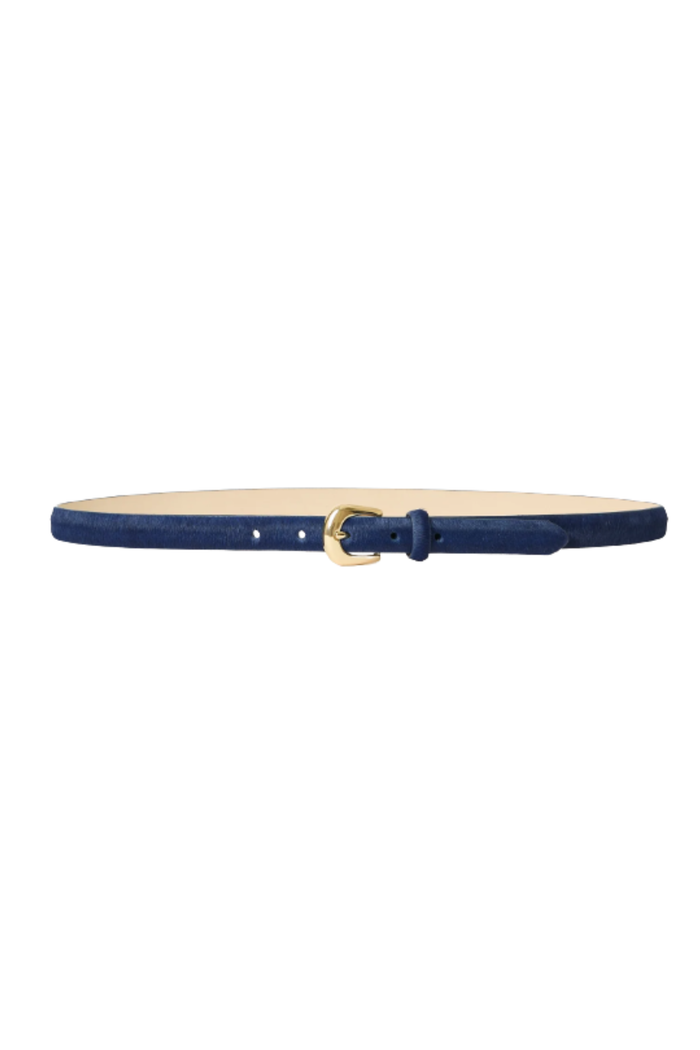 B-Low the Belt Kennedy Mini Calf-Hair Belt in navy with gold buckle