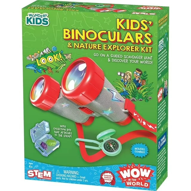 Box of Kids' Binoculars & Nature Explorer Kit with colorful design on a white background