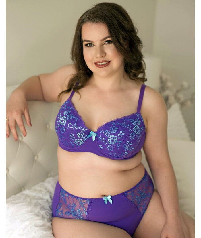 Lady Emprezz Frenchie High Waist Brief - Purple/Aqua Knickers