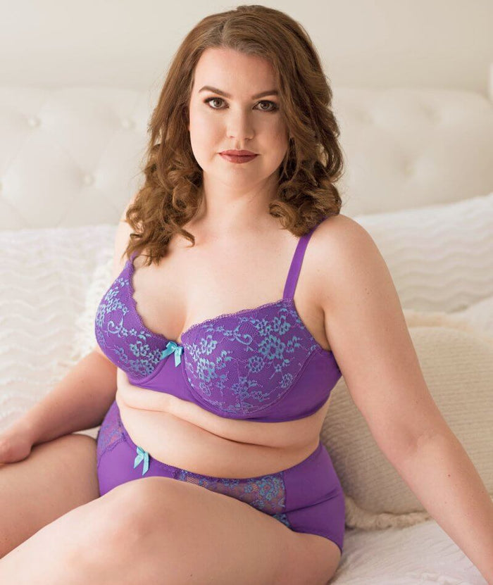 Lady Emprezz Frenchie High Waist Brief - Purple/Aqua Knickers