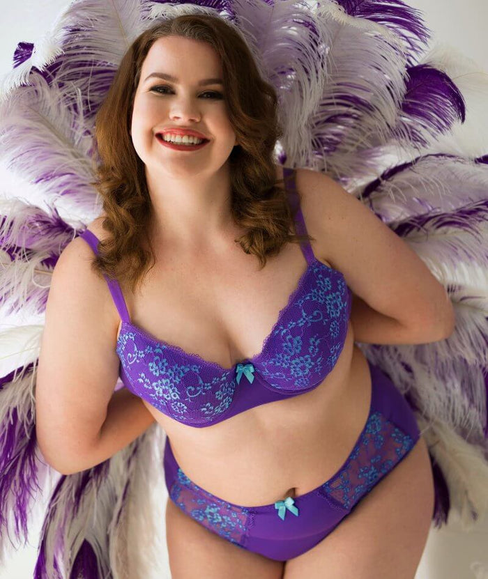 Lady Emprezz Frenchie High Waist Brief - Purple/Aqua Knickers