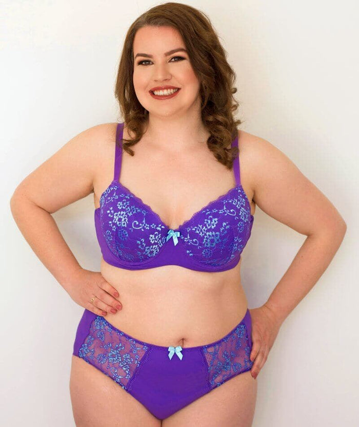 Lady Emprezz Frenchie Padded Shaping Bra - Purple/Aqua Bras