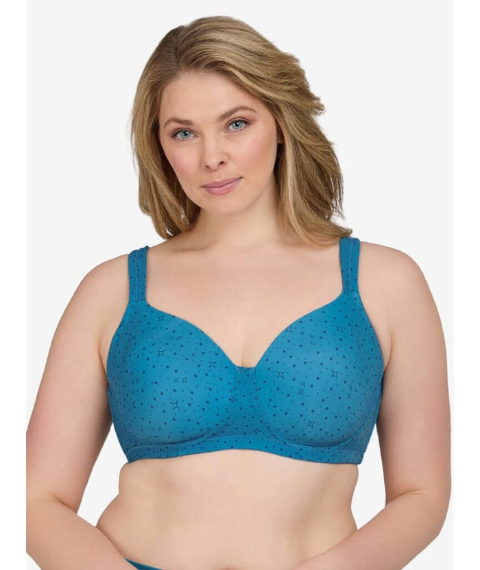Leading Lady Brigitte Molded Padded Seamless Wire-free Bra - Cosmic Blue Print Bras
