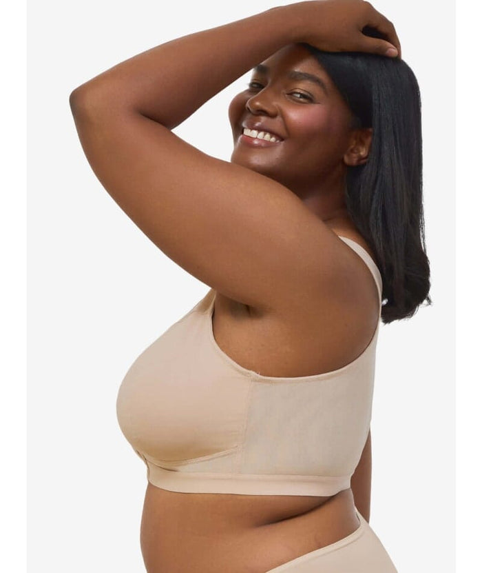 Leading Lady Harper Plus Size Back Smoothing Wire-free Front Close Bra - Sand Bras