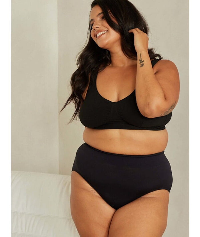 Leading Lady The Evie Plus Size Wire-free Cotton Comfort Bra - Black Bras