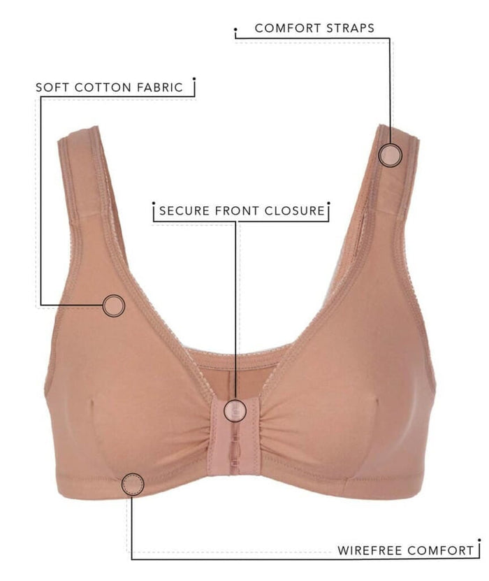 Leading Lady The Meryl Cotton Front Opening Wire-free Leisure Bra - Soft Pink Bras