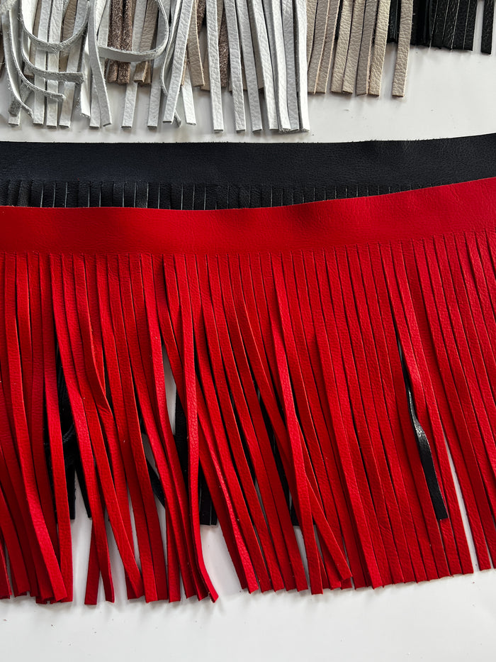 Deer-Tanned Leather Fringe, 1/4 × 7 in detail view showing color and natural variation