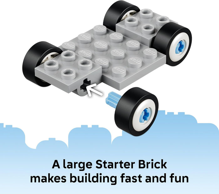 LEGO brick with wheels on a white background