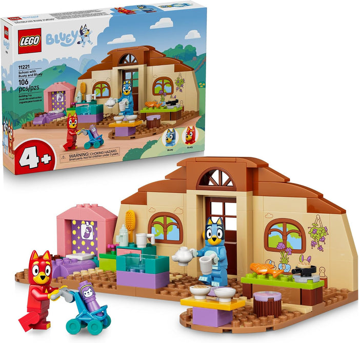 LEGO Bluey set with toy house and characters, including packaging