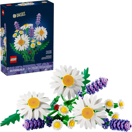 LEGO set of flowers with a LEGO box in the background