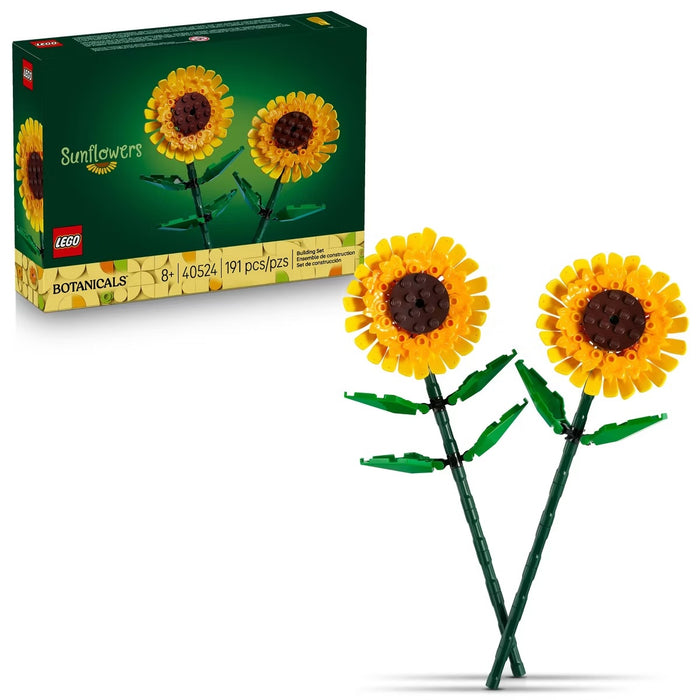 LEGO sunflowers set with packaging on a white background