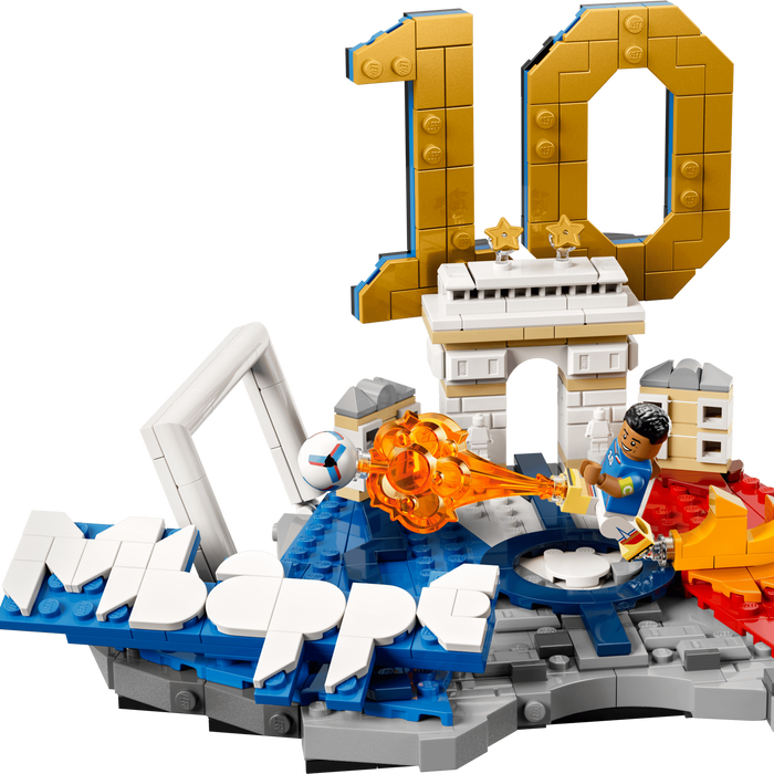 LEGO set with a character and architecture, featuring the number 10 and 'Minecraft' branding.