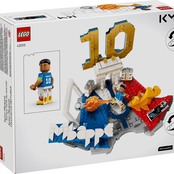 LEGO Mbappe set packaging with character and building blocks on a white background