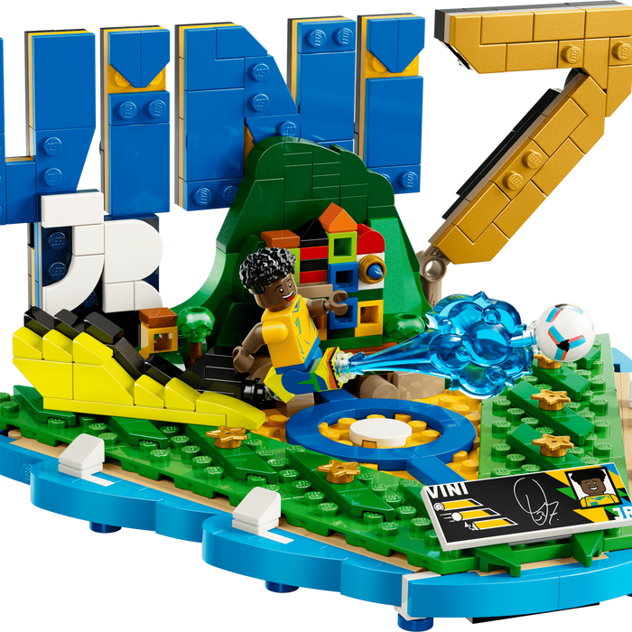 Toy set with a character and various elements on a transparent background