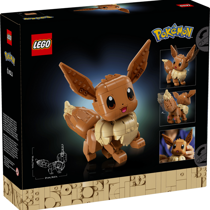 LEGO Eevee set packaging with LEGO and Pokémon logos