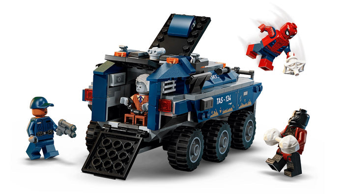LEGO set with vehicle and characters on a white background