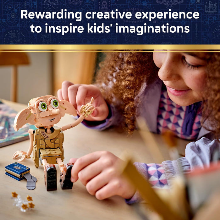 Children playing with a toy figure on a table, with text about rewarding creative experiences.
